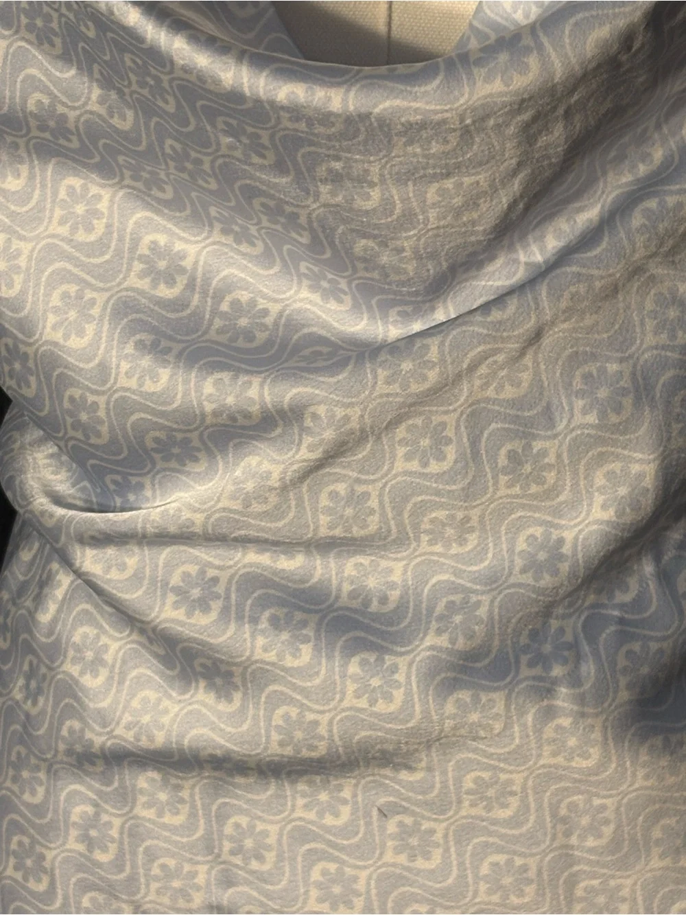 Hollister Co. Blue & White Geometric Damask Satin Cowl Neck Slip Mini Dress